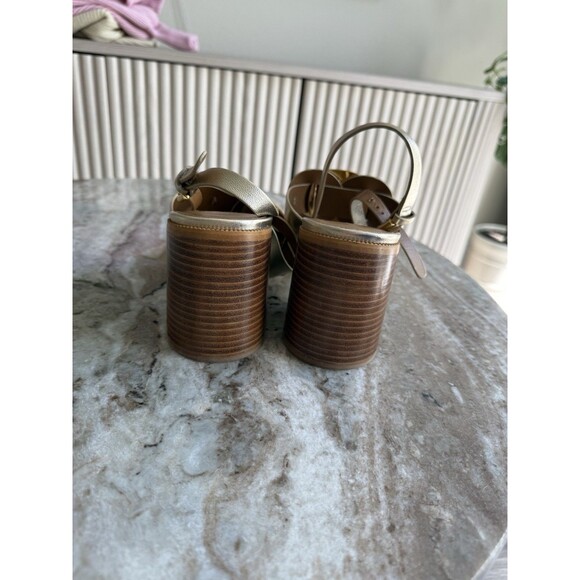 SEE BY CHLOE CHANY Gold LEATHER HEELED SANDALS 38.5 - Picture 7 of 10